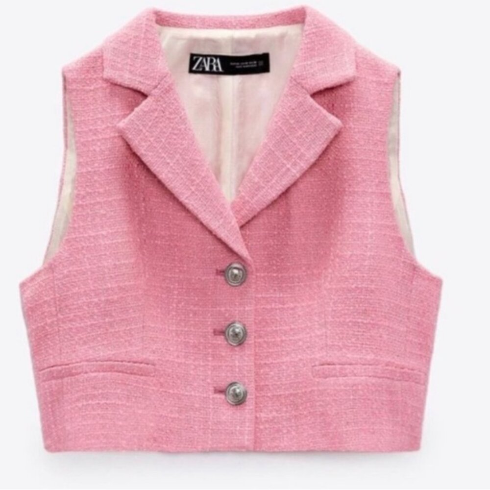 Zara Pink Tweed Vest XS (never worn)